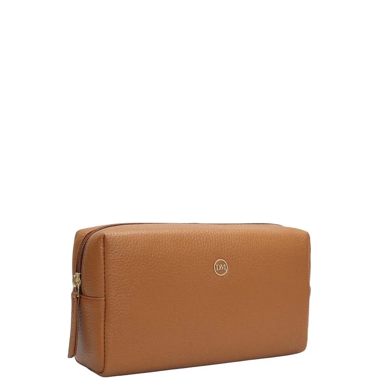 Da Milano Wax Leather Vanity Pouch - Caramel